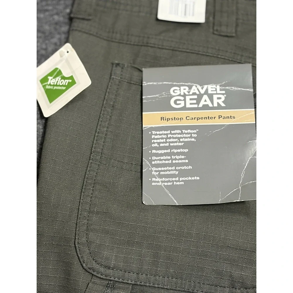 Gravel Gear Ripstop Carpenter Pants Mens 36x30 Olive Relaxed Fit Straight Leg